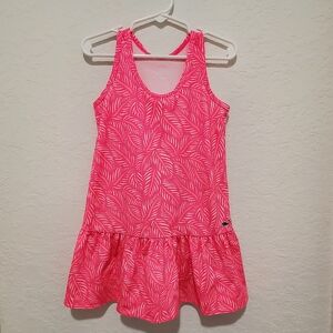 Vineyard Vines Toddler Girls Hot Pink Leaf Pattern Performance Dress 3T